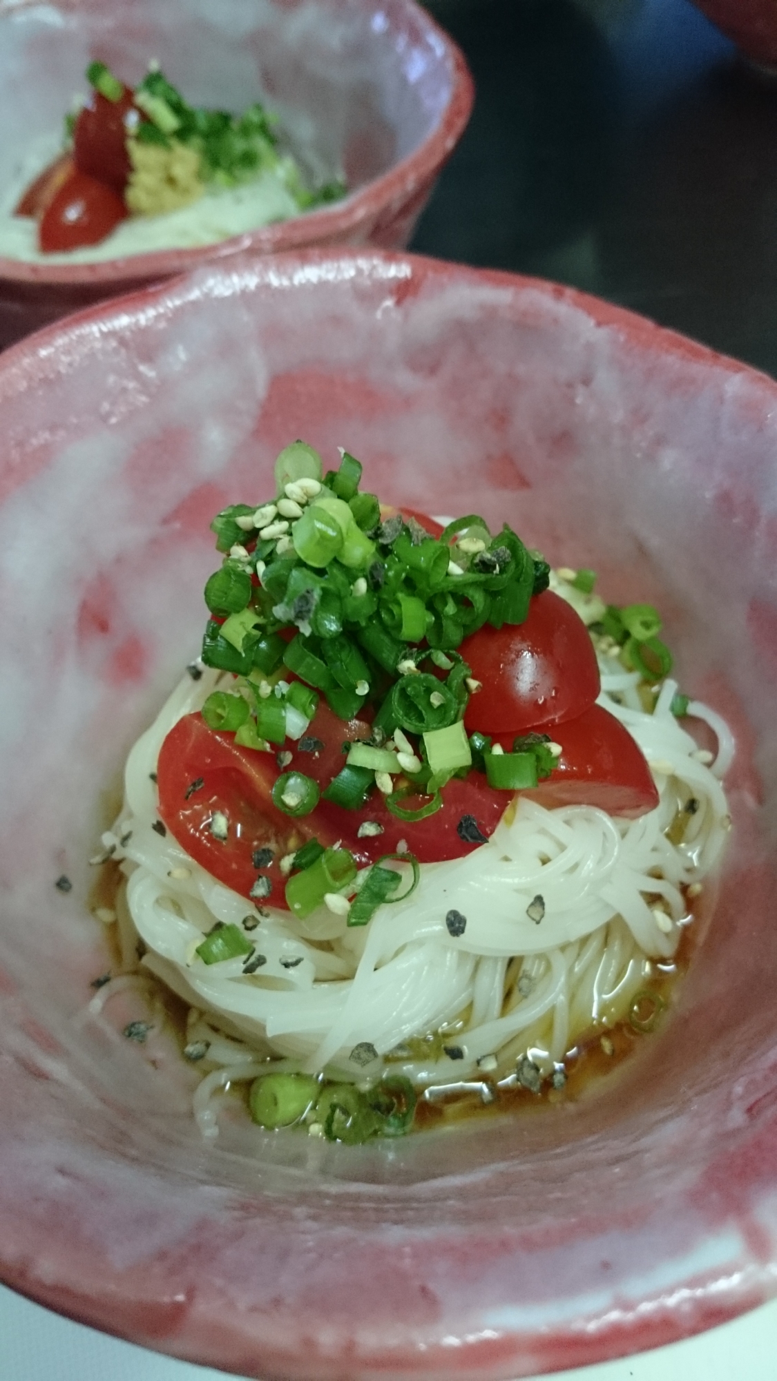 いつもの素麺をオリーブ油でパスタ風に！