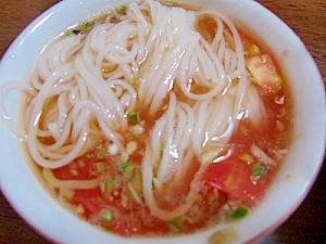 トマト麺つゆさっぱりそうめん