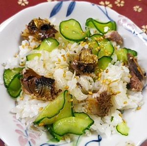 焼き鰯のちりめんきゅうりご飯