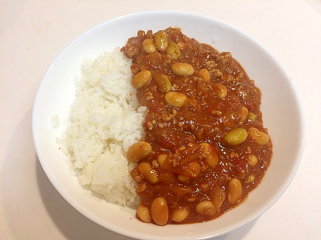 大豆と青豆たっぷり☆まめまめキーマカレー