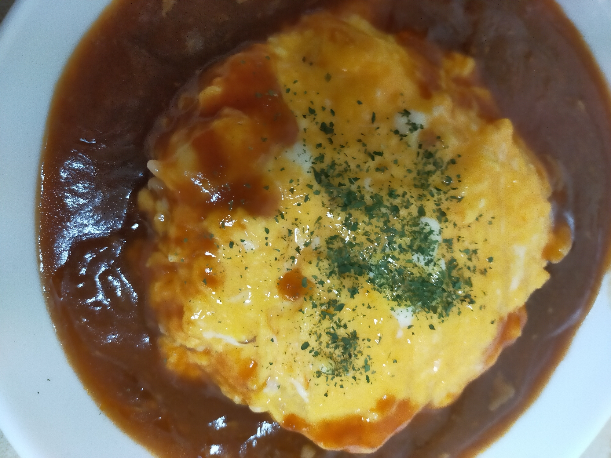 煮込みハンバーグソースの残りで オムライス風 レシピ 作り方 By ハルマロン 楽天レシピ
