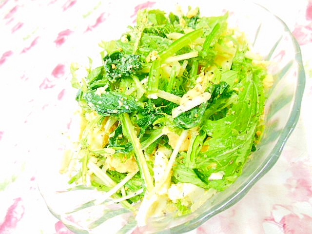胡麻香る❤水菜とほうれん草と茹で卵のサラダ❤