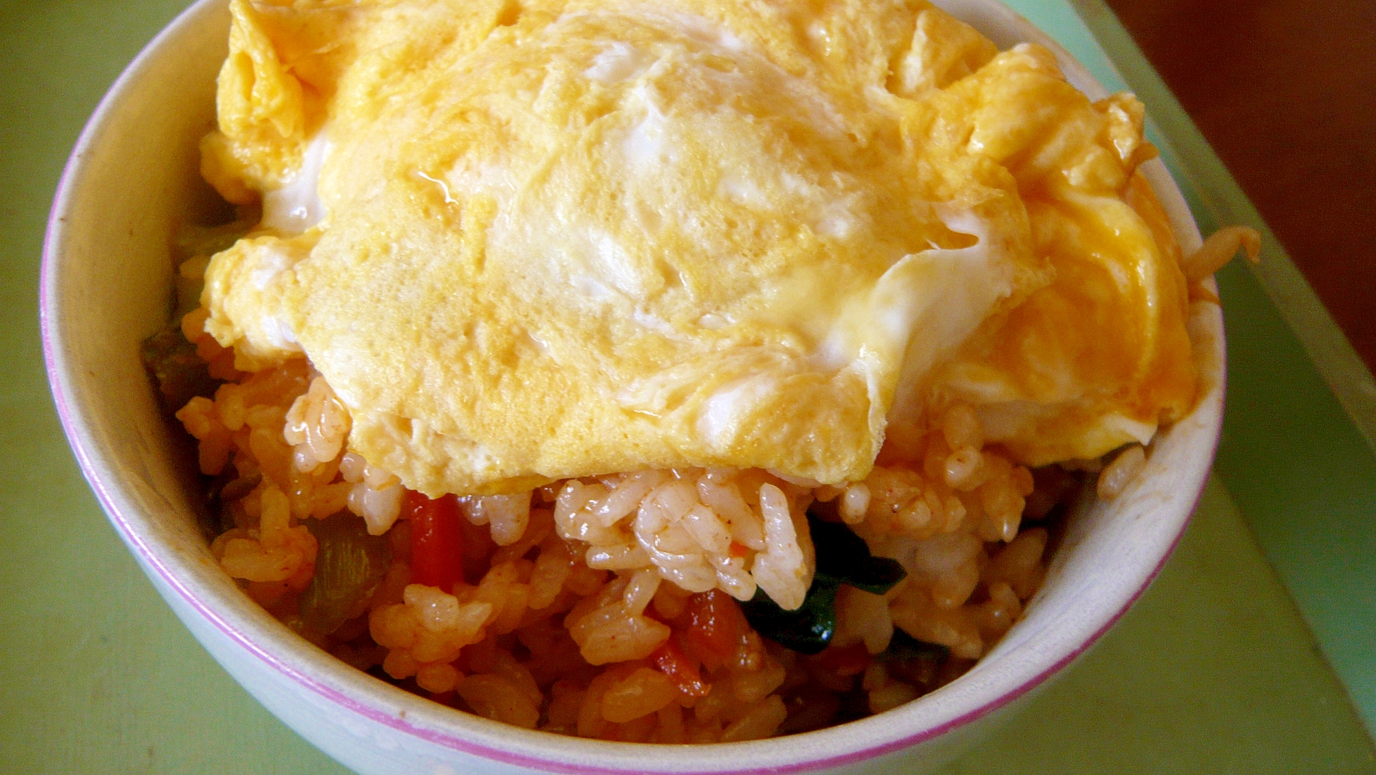 ♥　ふわふわた卵のせビビンバ丼　♥