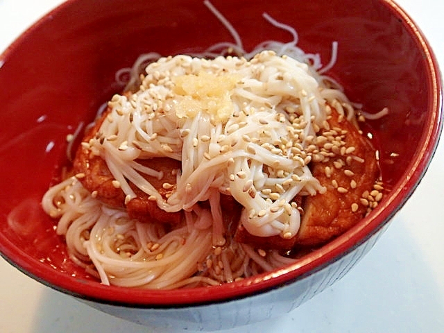 さつま揚げ・えのき茸の生姜香るお素麺