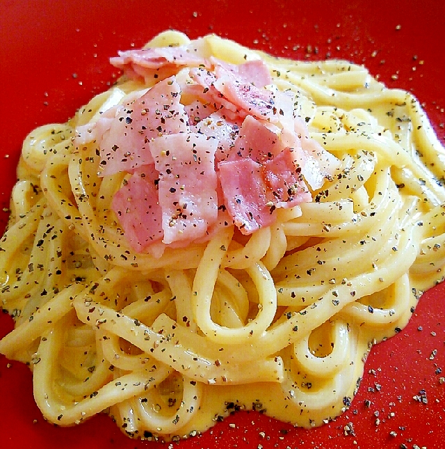 レンジで和風カルボ風☆ピリマヨうどん