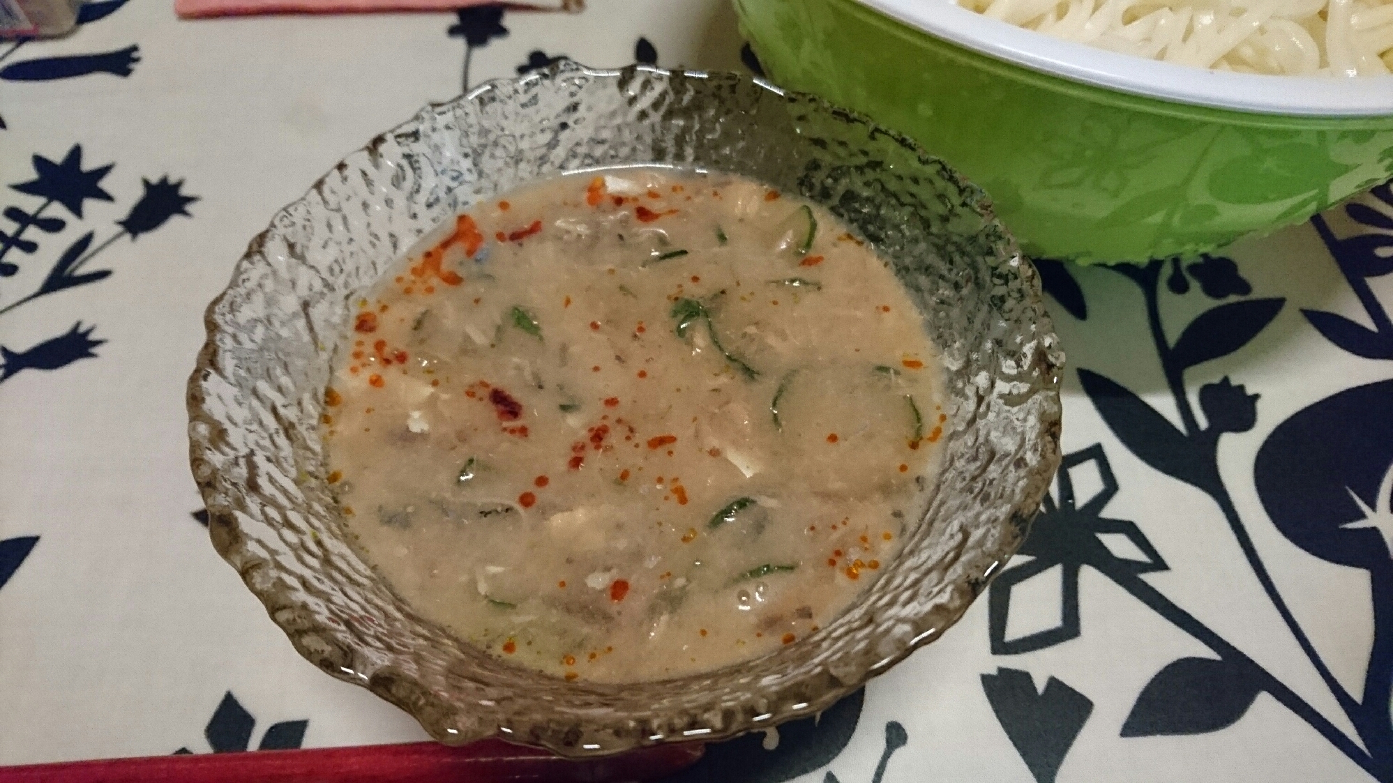 サバ缶で！冷や汁風つけうどん