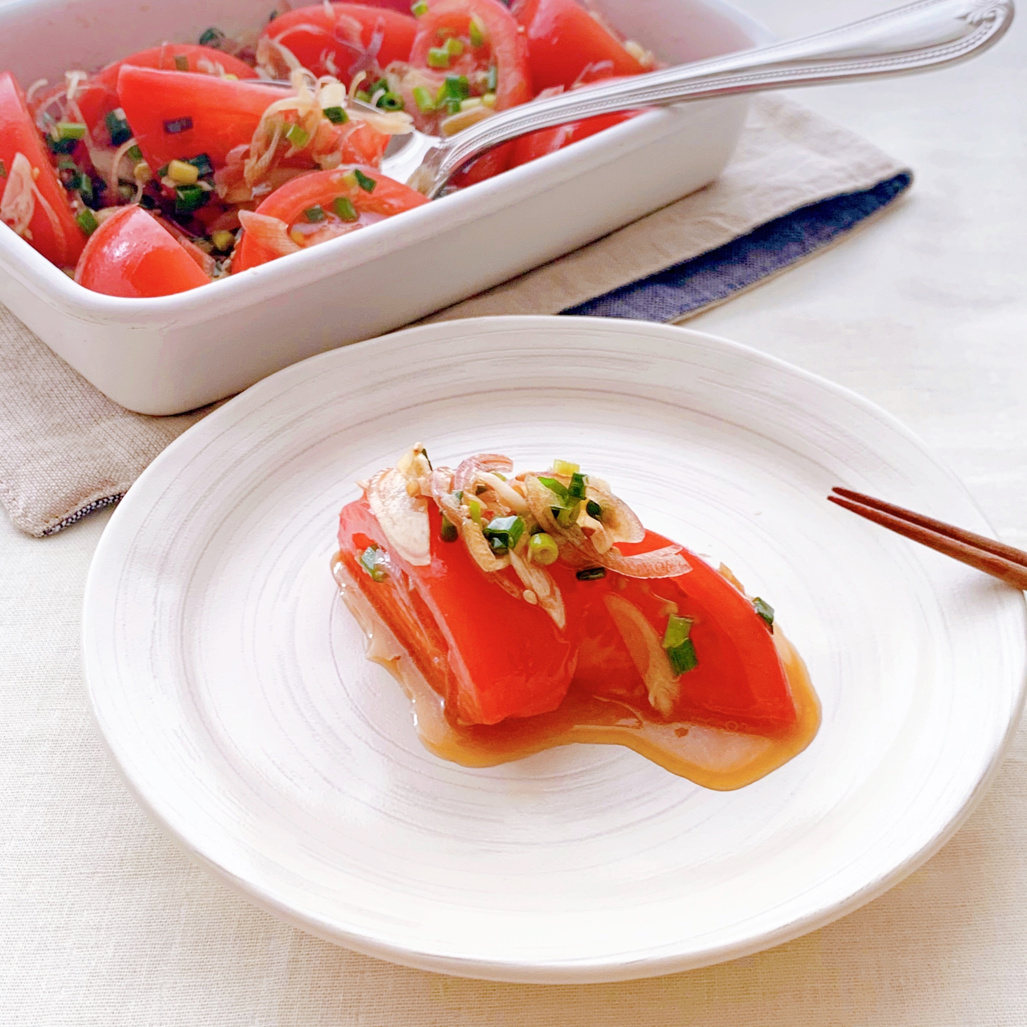 【家つま】トマトとみょうがの簡単マリネ