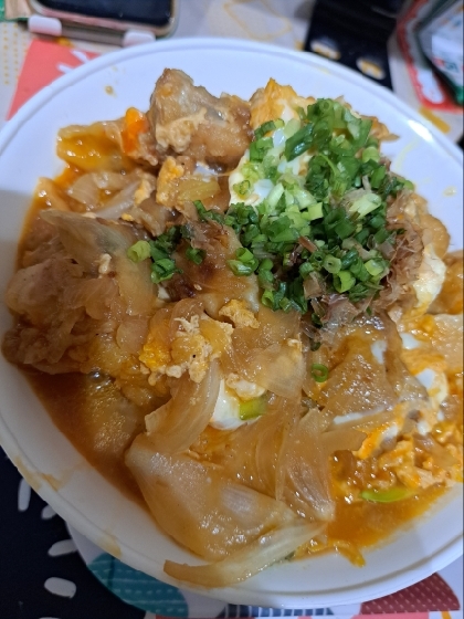 唐揚げをリメイク♫卵とじ丼