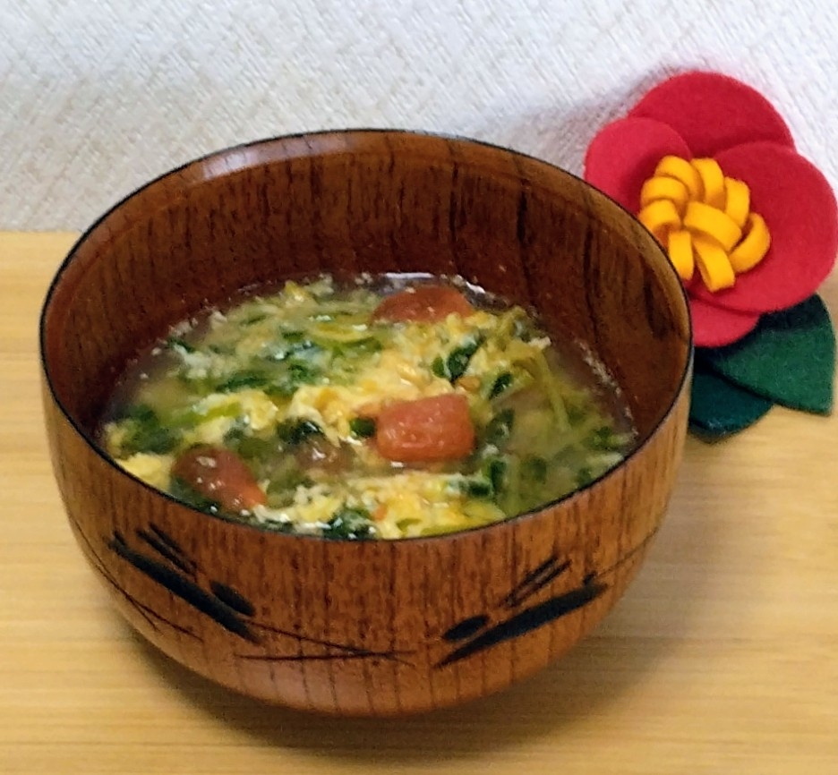 ✨豆苗と卵の味噌汁✨