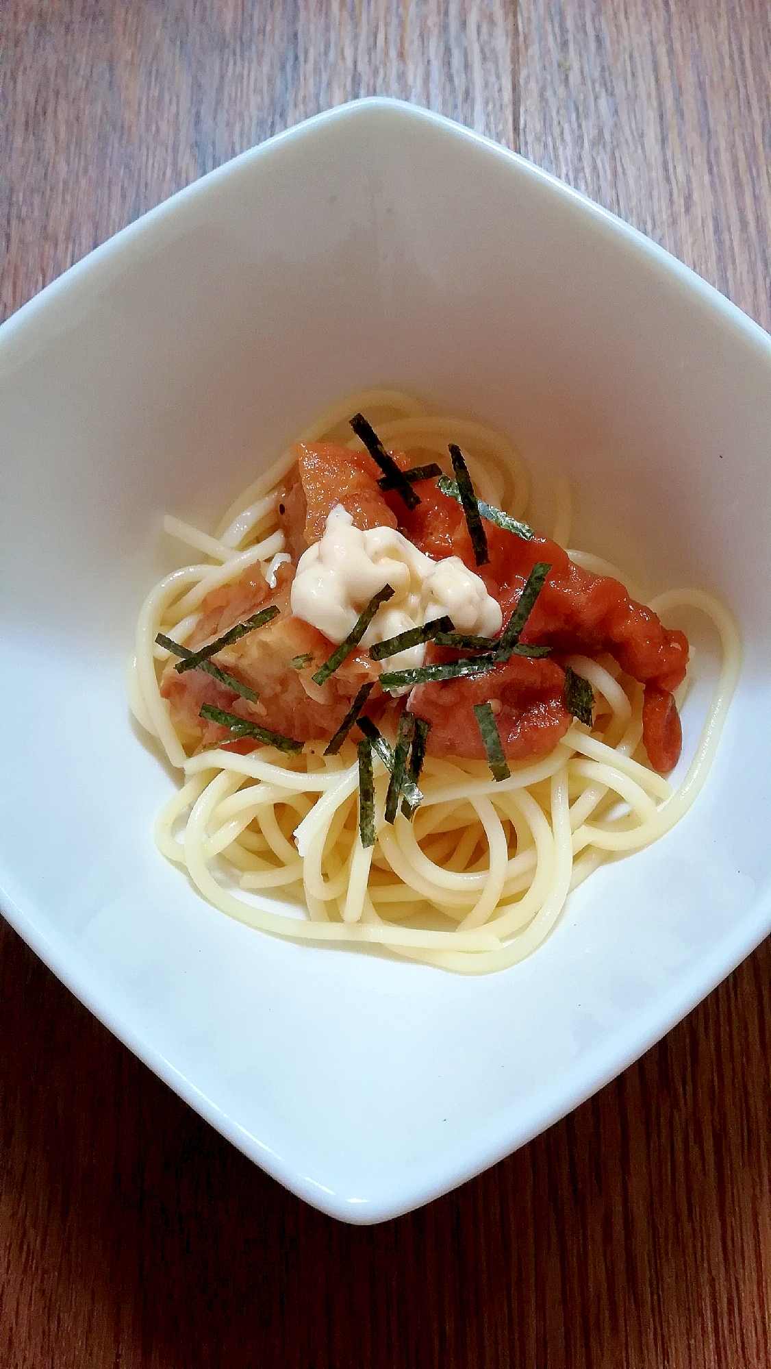 唐揚げとポン酢とタルタルソースのスパゲティサラダ