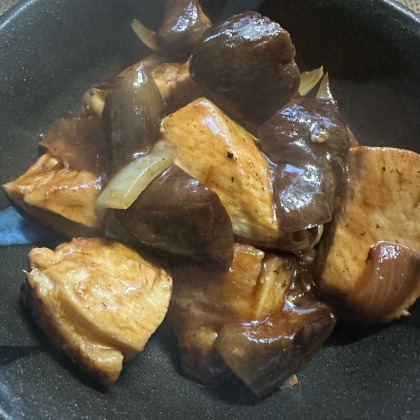 鶏胸肉と茄子の甘酢炒め