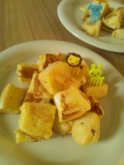 ころころフレンチトースト、とっても食べやすいですね～
卵液もたっぷり絡んで、おいしくいただきました♪