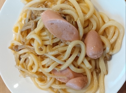 小松菜と角天の焼きうどん
