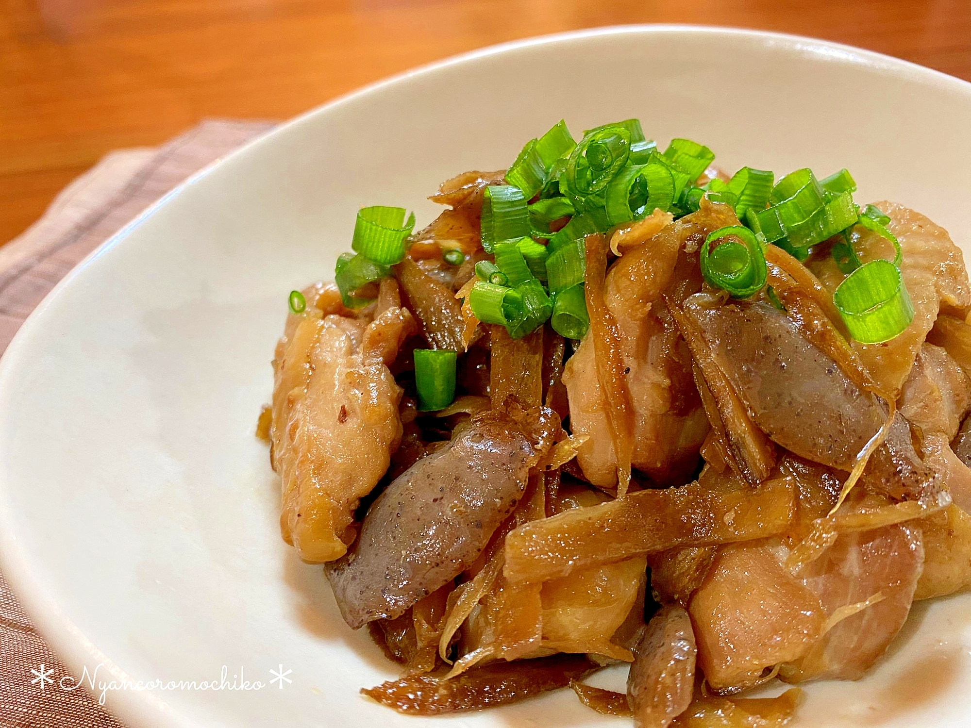 すき焼きの煮汁で♡鶏ごぼうの生姜煮