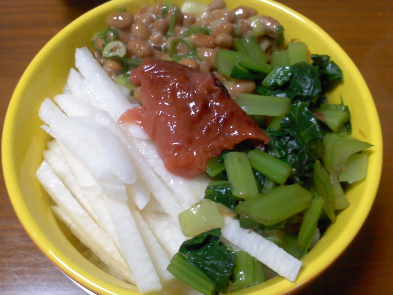 納豆と長芋と小松菜の丼☆梅味
