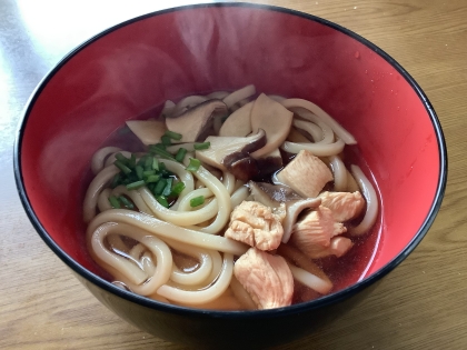 手羽元と青ネギのうどん♡