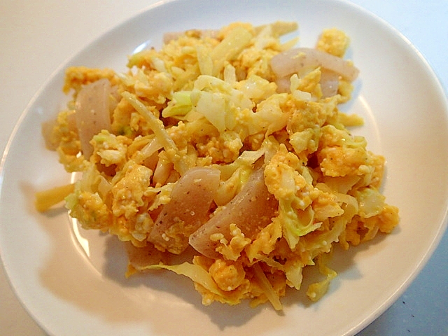 キャベツと蒟蒻と生姜の辛子明太子卵マヨ炒め♬