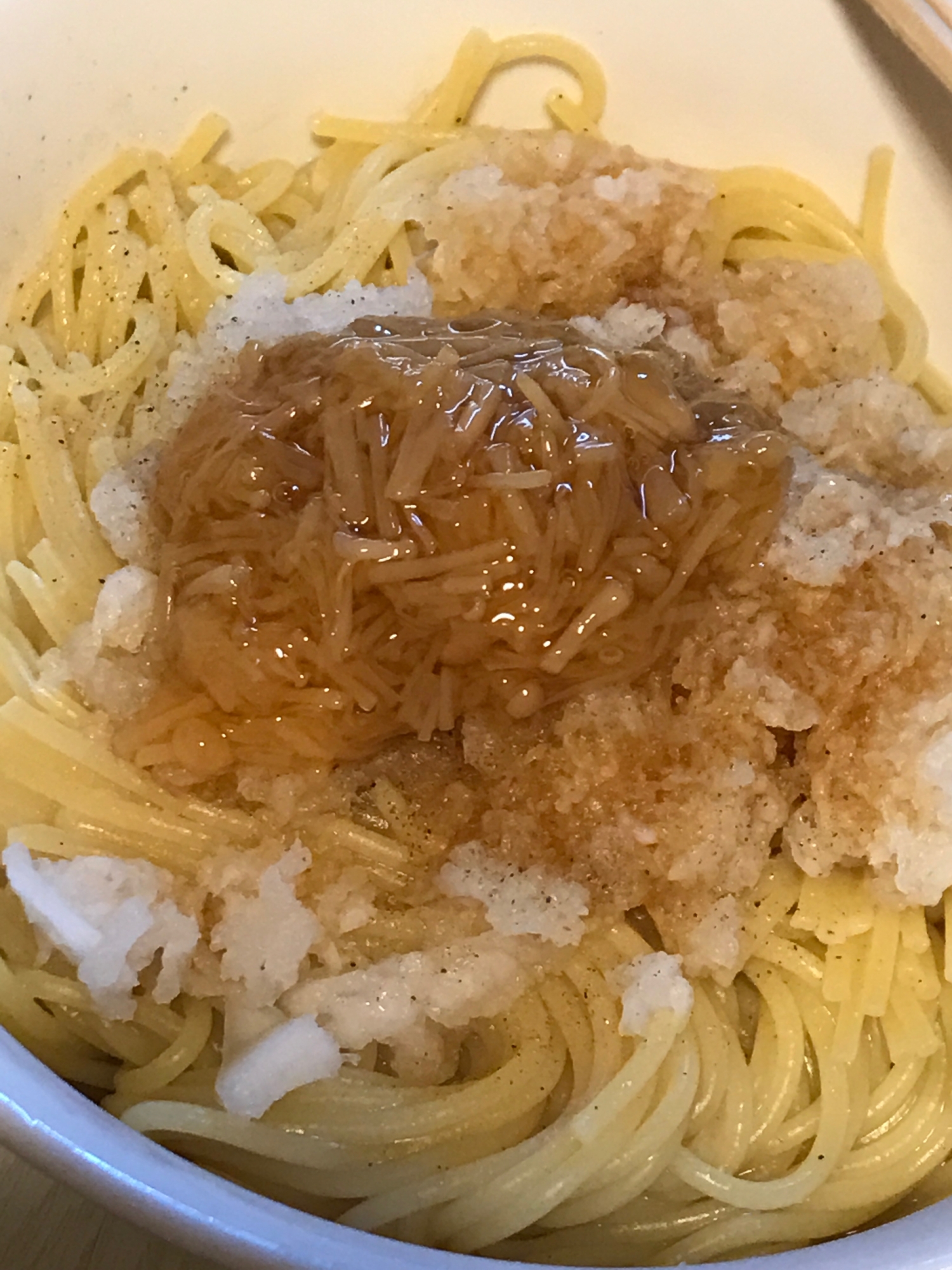 簡単！なめ茸とおろしの和風パスタ