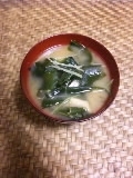 高野豆腐とわかめ貝割れ大根の味噌汁