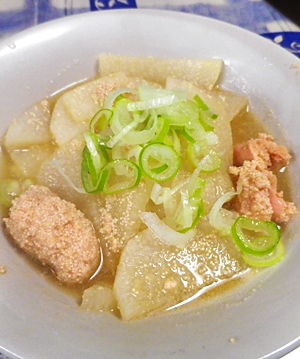 スピード料理、たらこ長芋の麺つゆ煮