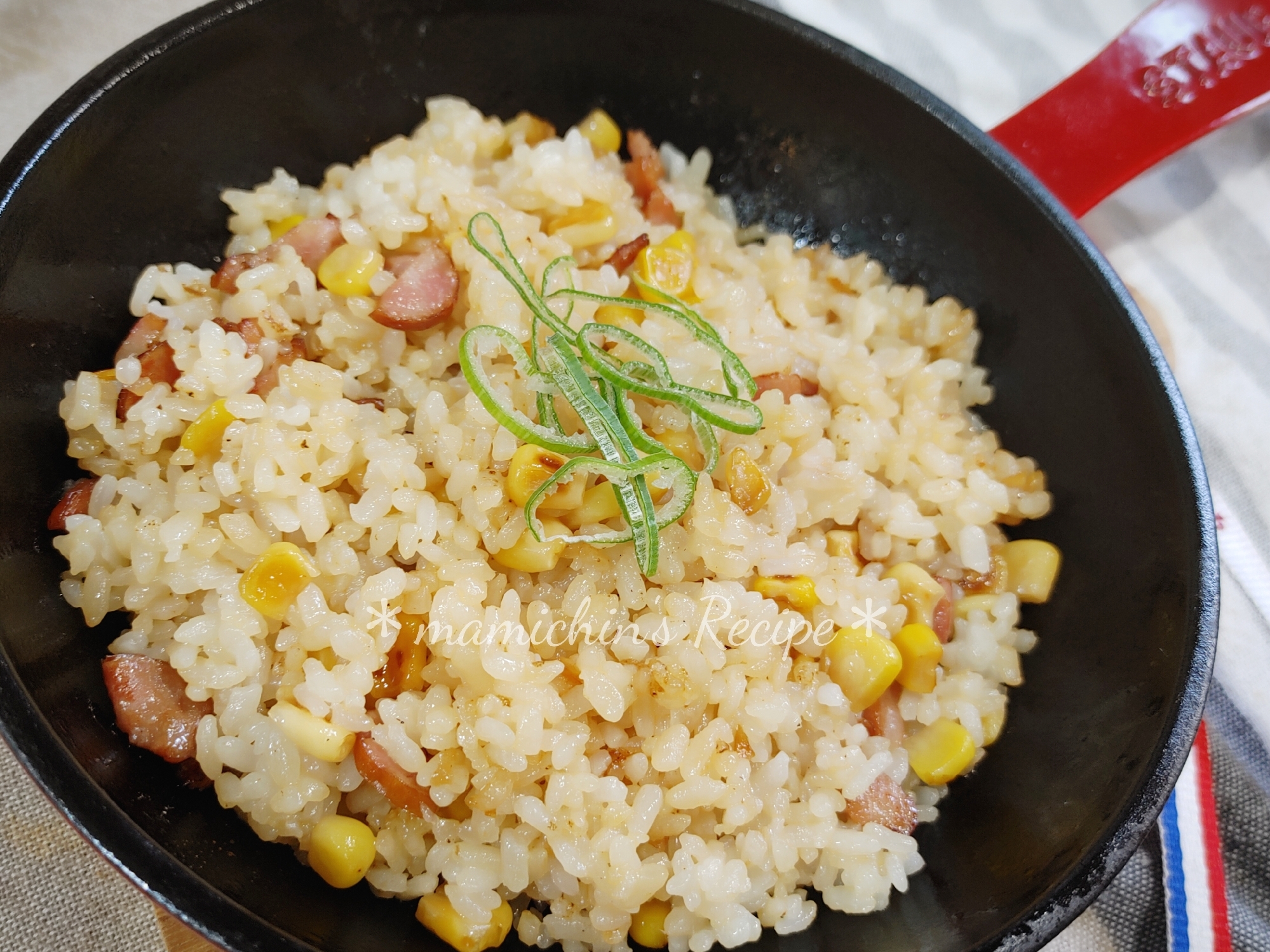 コーン＊ウィンナーのバター醤油風味炒飯
