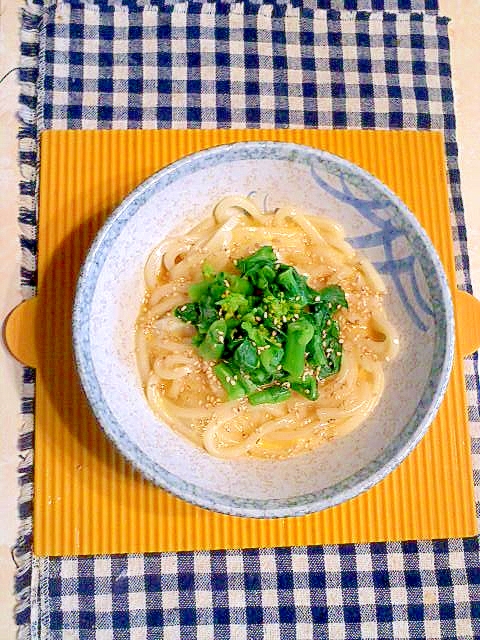 菜の花の釜玉うどん レシピ 作り方 By テツオ63 楽天レシピ