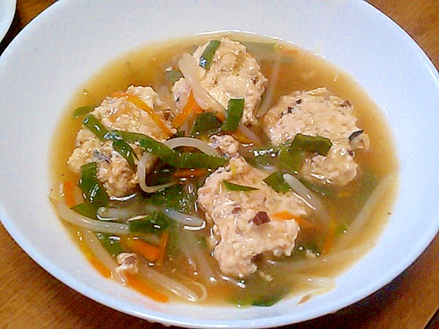 鳥ひき肉と豆腐団子のあんかけスープ