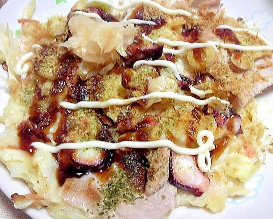 お好み焼き粉を使ってシーフードお好み焼き