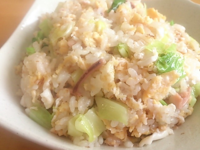 簡単一人ご飯にピッタリ 塩辛とキャベツのの炒飯 レシピ 作り方 By Maggieまぎー 楽天レシピ