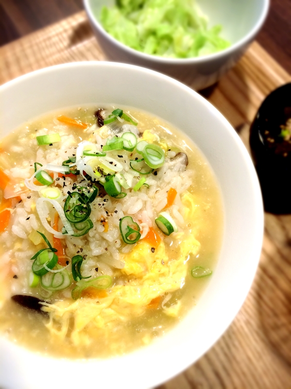 鶏ガラスープのふんわり卵雑炊 レシピ 作り方 By Ajisai624 楽天レシピ