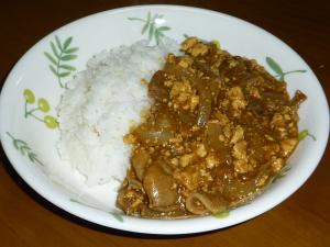 梅酒煮の煮汁で豆腐カレー