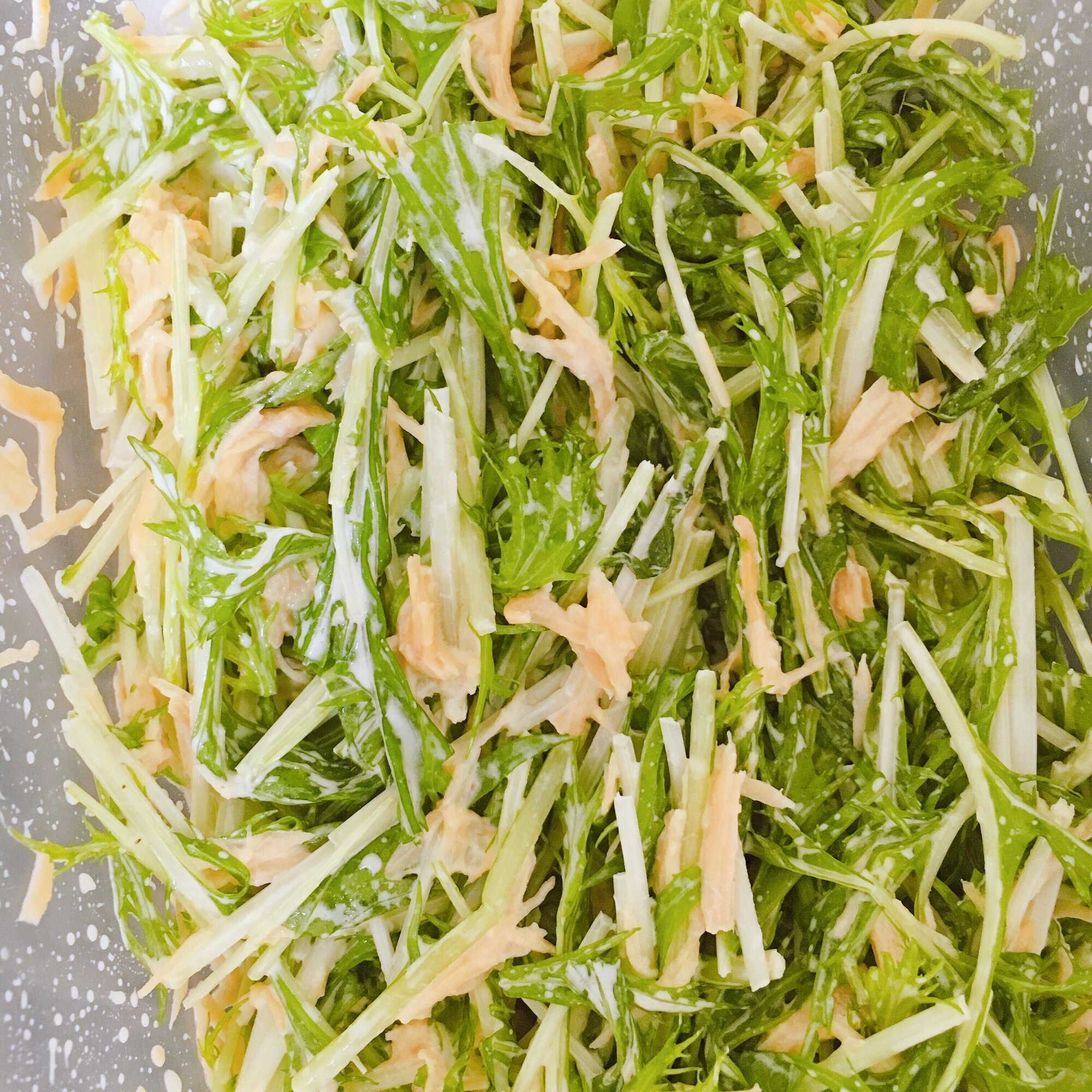 水菜とチキンのサラダ レシピ・作り方 by おこめ121 - 楽天レシピ