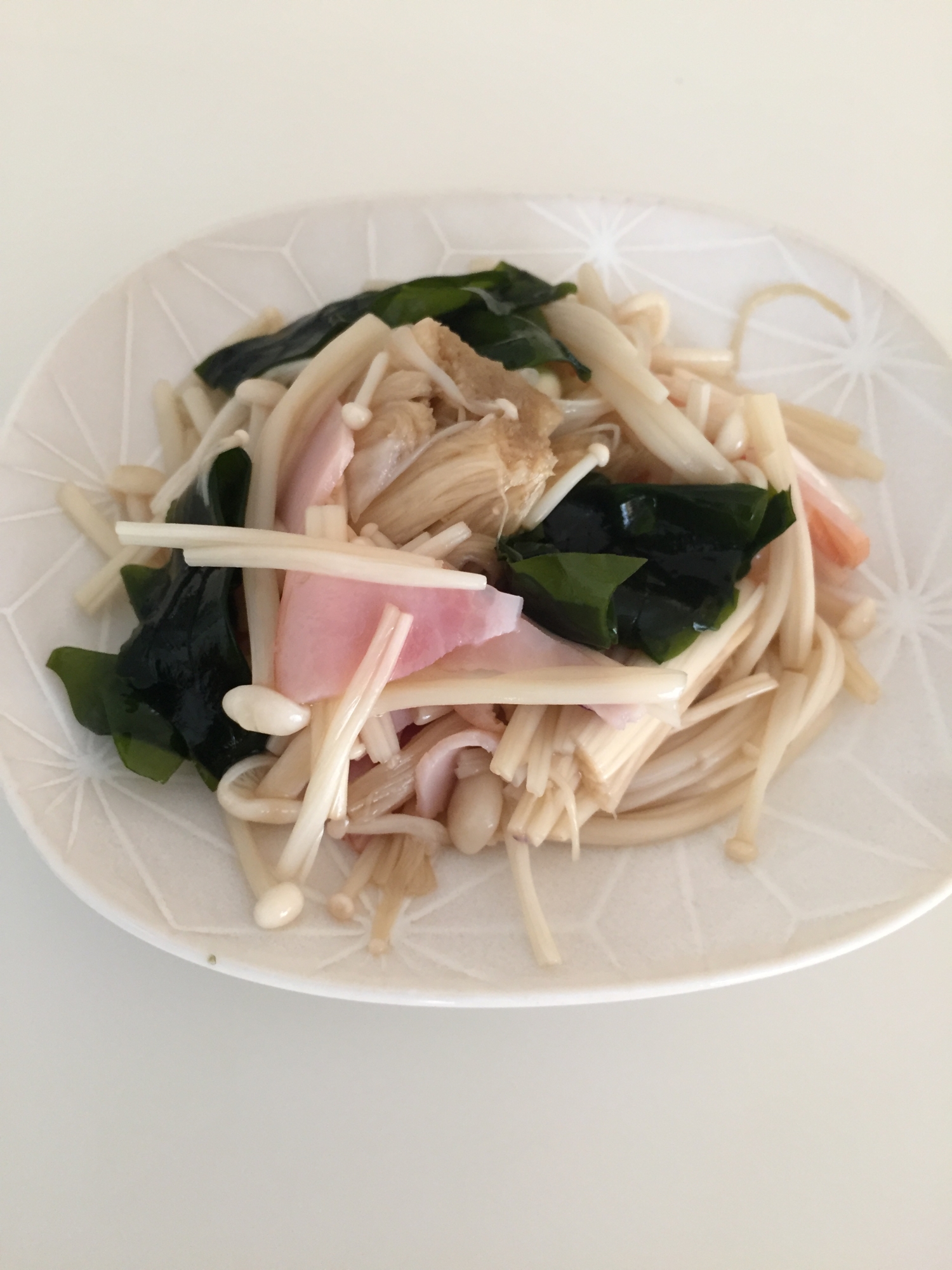 えのきとわかめとハムのヘルシーポン酢和え！