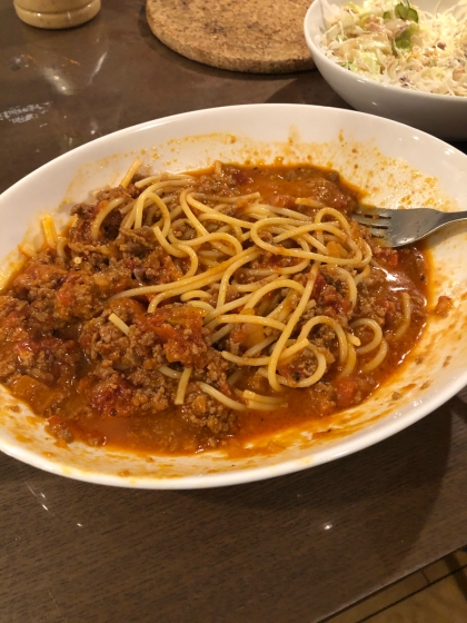 ひき肉とトマト缶で★ボロネーゼ風スープスパゲッティ