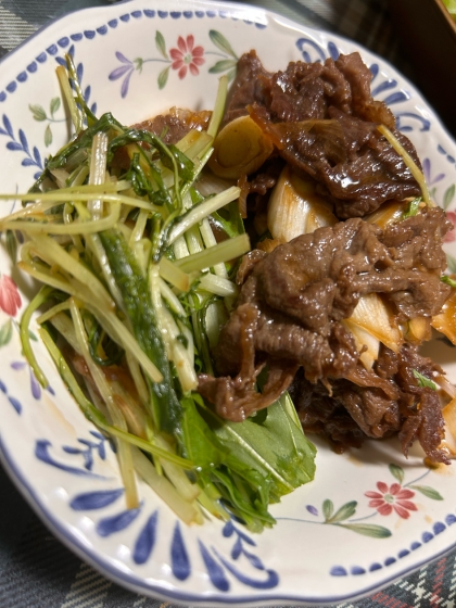 牛肉と水菜のすき焼き味!関西風