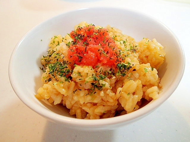 卵黄と海苔佃煮と辛子明太子のご飯