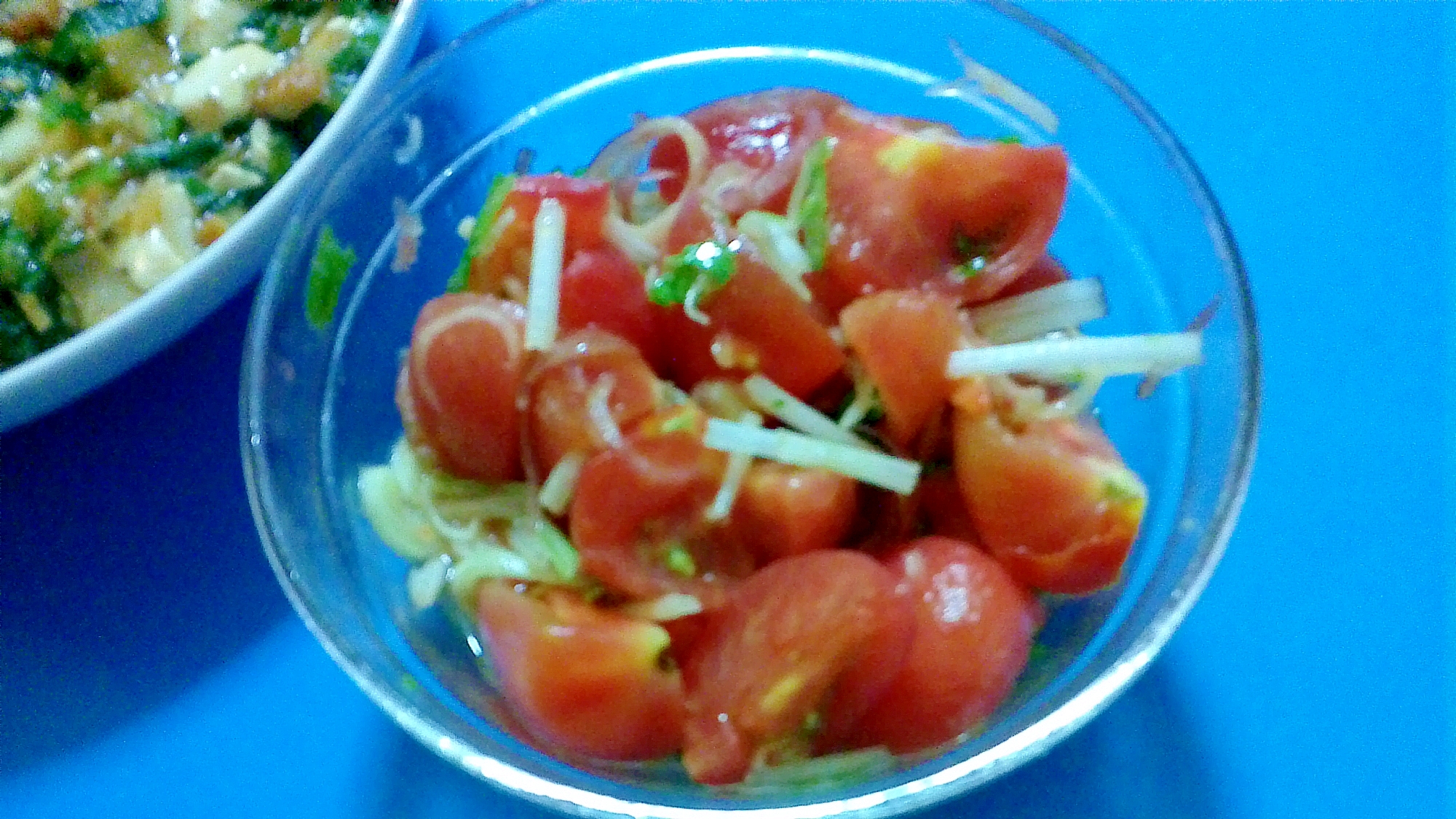 ミニトマトとホワイトセロリの茗荷サラダ