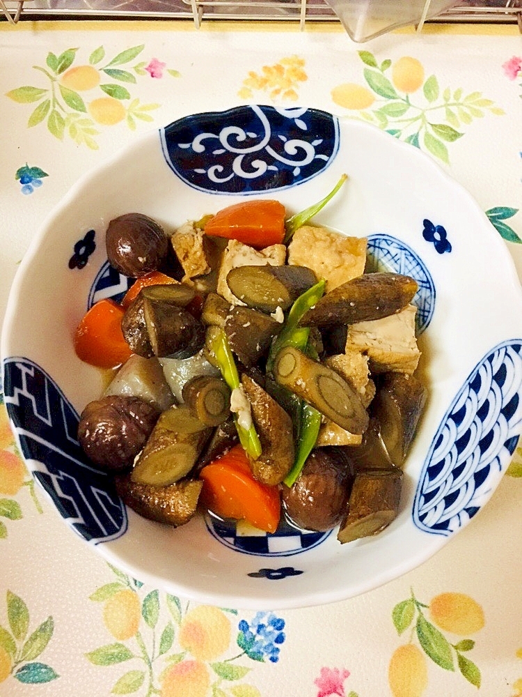 厚揚げで栗入り筑前煮風