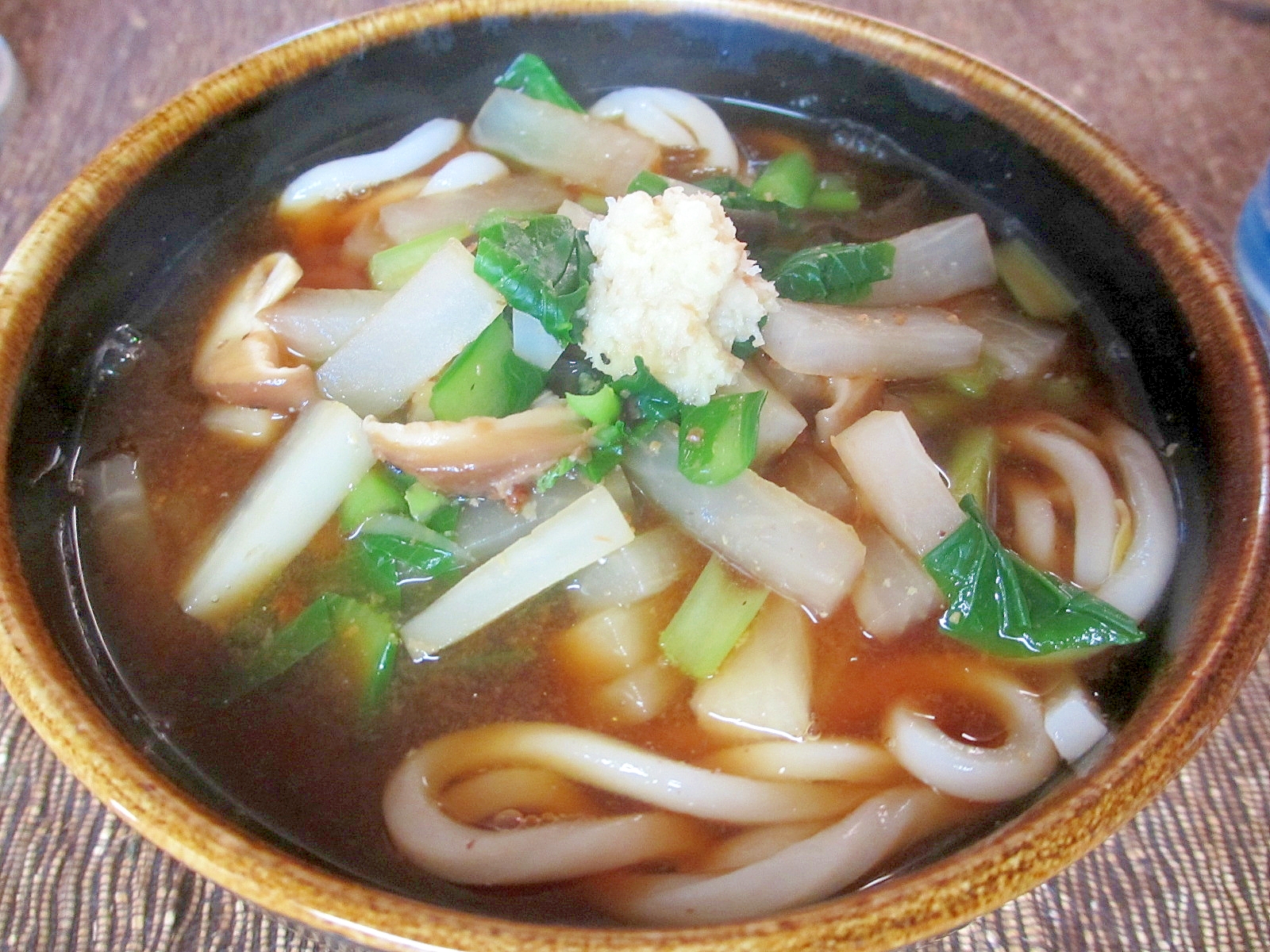 大根と小松菜の味噌汁うどん