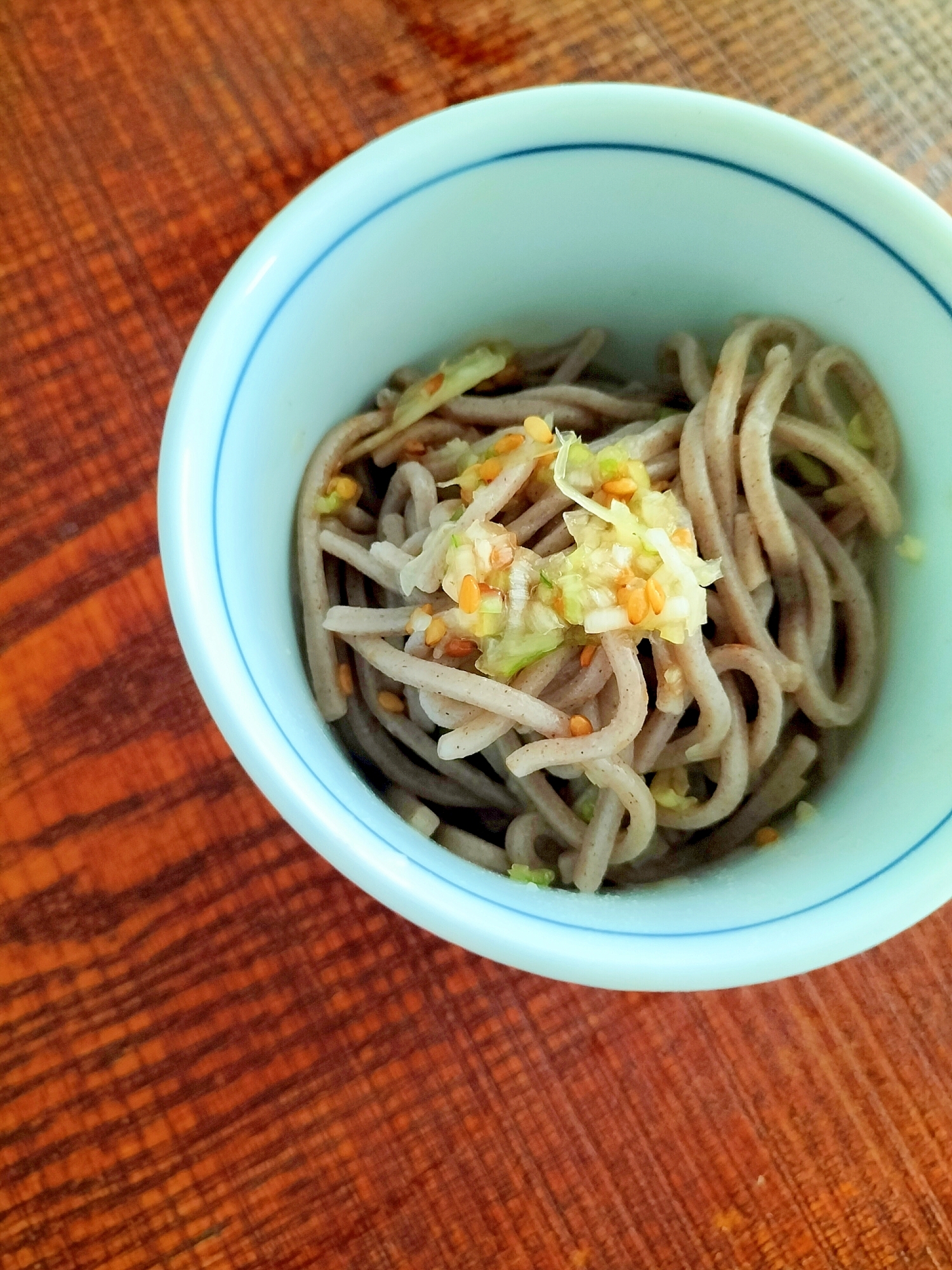 シナモンねぎ塩蕎麦♪