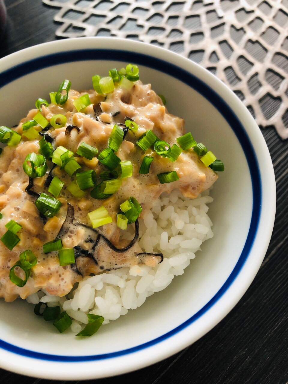 塩昆布×豆乳の納豆丼