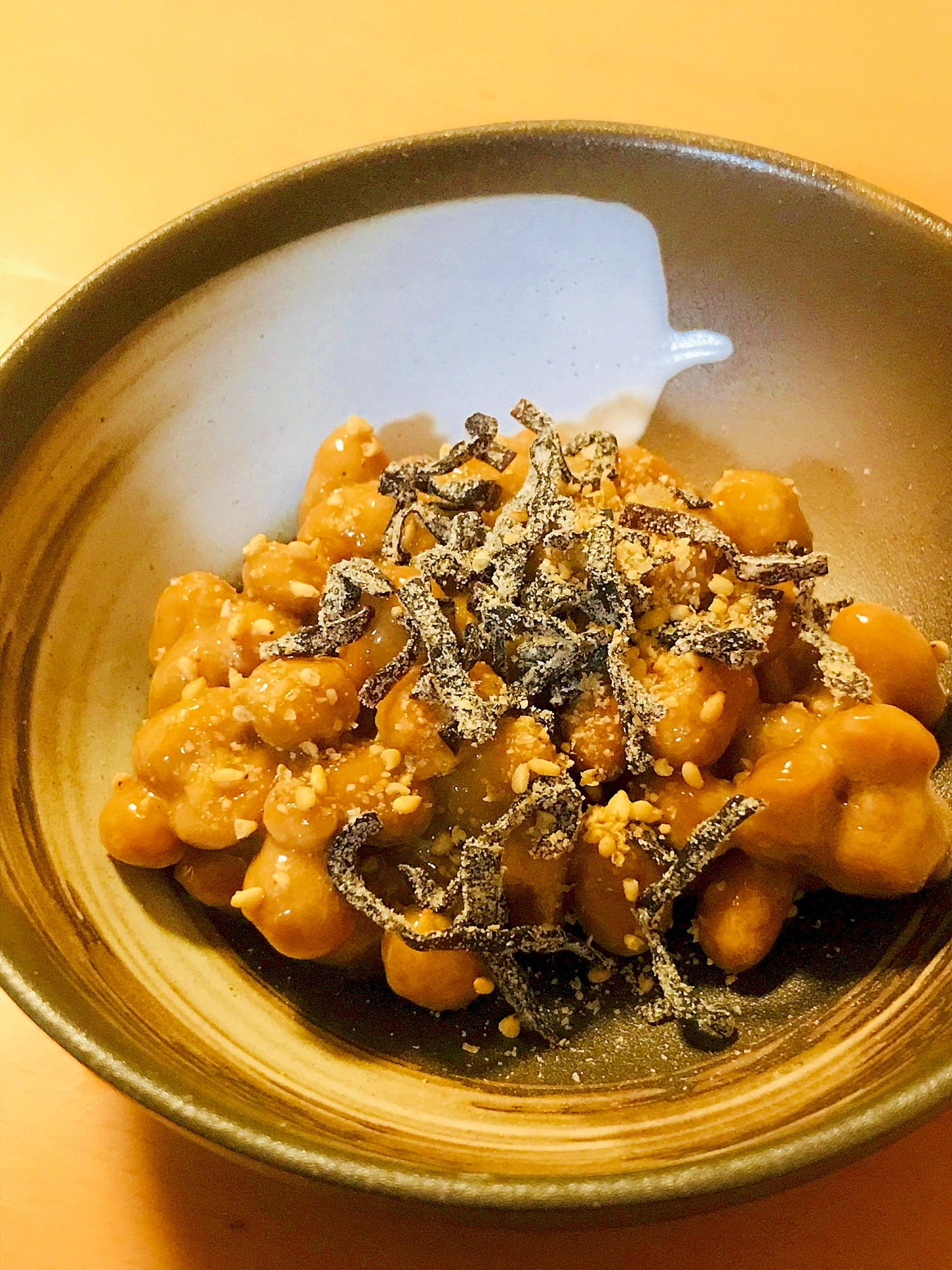 今日の納豆●細切り塩昆布の胡麻＆山椒風味