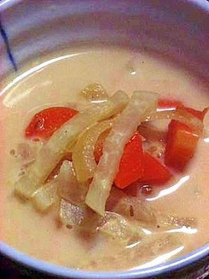 寒い朝に　大根とニンジンのミルク味噌スープ
