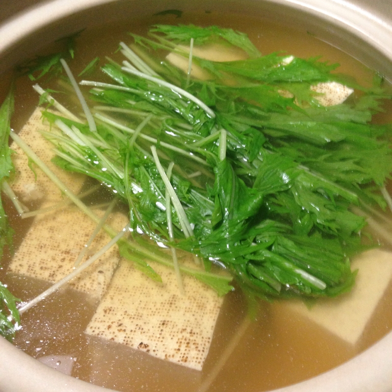 水菜の湯豆腐♪簡単レシピ