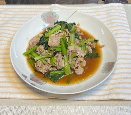 豚肉と小松菜のオイスター炒め♡