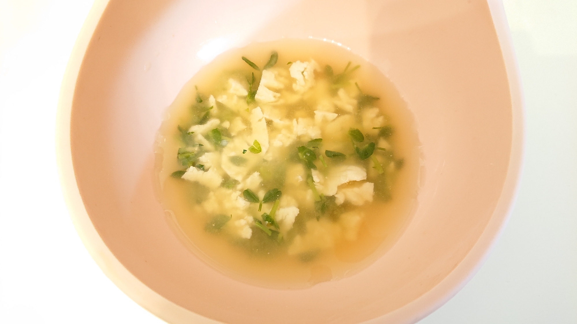 離乳食中期・後期～@電子レンジで豆腐と豆苗の味噌汁