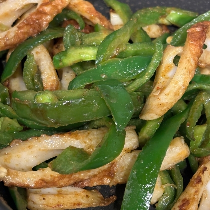 簡単！副菜！ちくわとピーマンのカレー風炒め〜