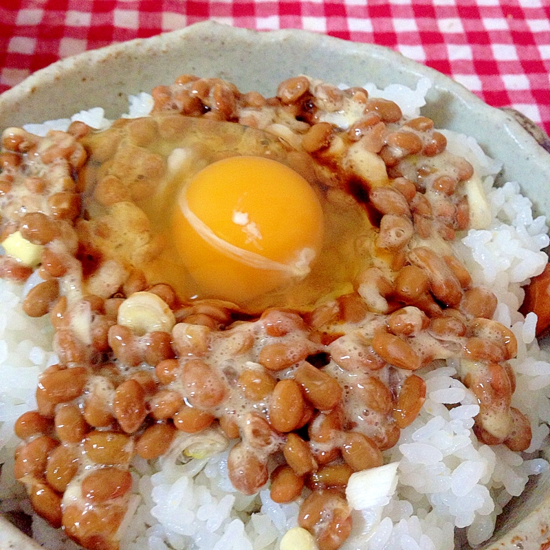 天かす納豆と卵の丼♡
