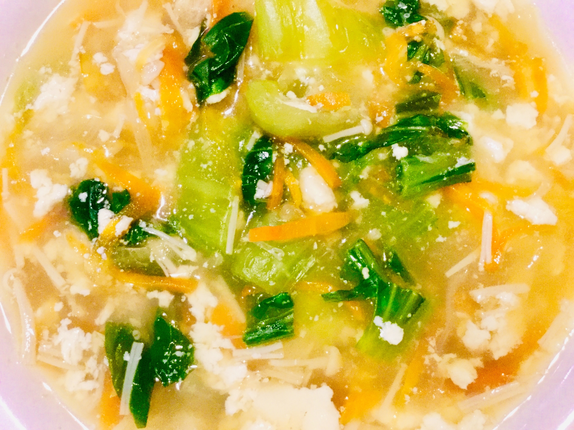 チンゲンサイとえのきの豆腐スープ