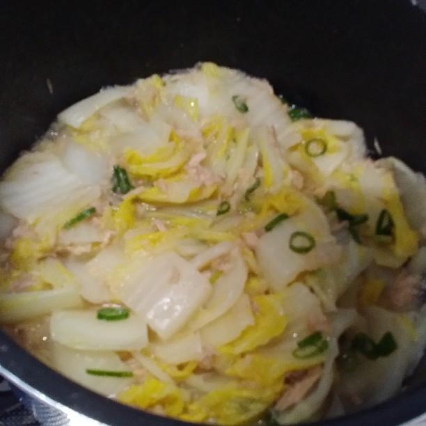 白菜とツナとネギのサッと煮